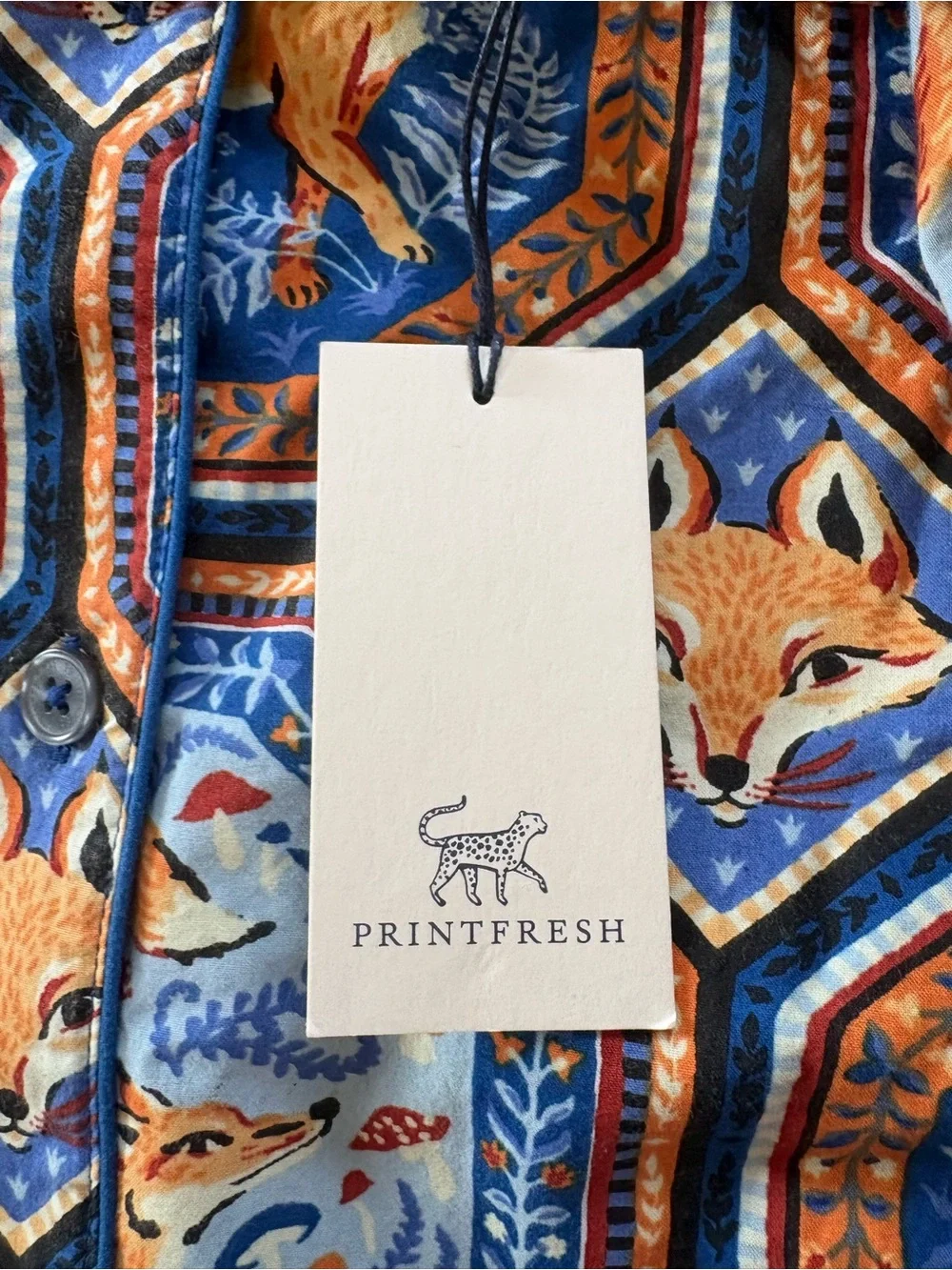 Printfresh Fox Print PJ Set - Blue & Orange - Picture 3 of 4